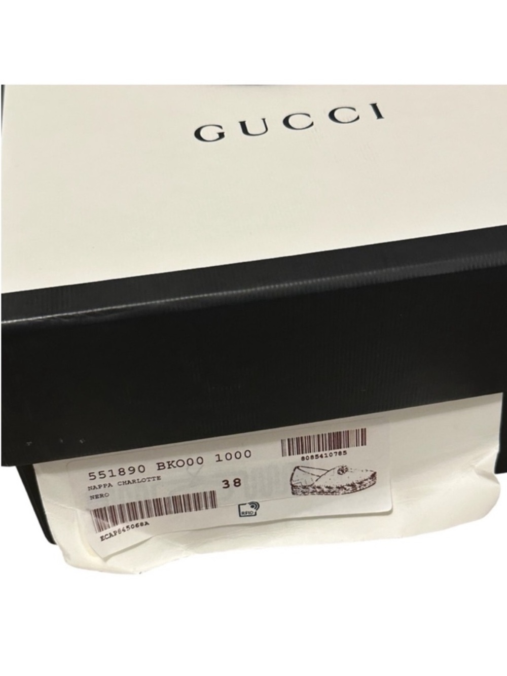 GUCCI Charlotte GG Black Quilted Leather Espadrille Flats - Picture 12 of 13